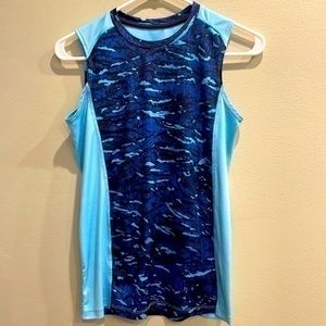 Champion women’s dri fit workout shirt size large blue camo running shirt